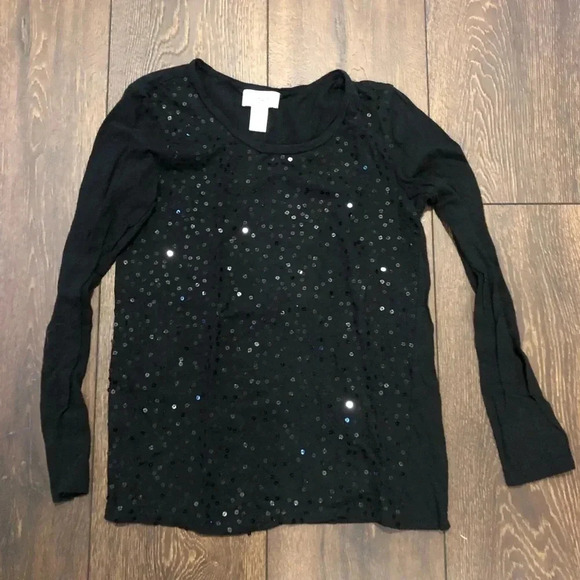 Ann Taylor Loft black sequence top - Picture 1 of 2